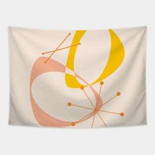 Mid Century Modern Abstract in Yellow, Peach and Orange Tapestry