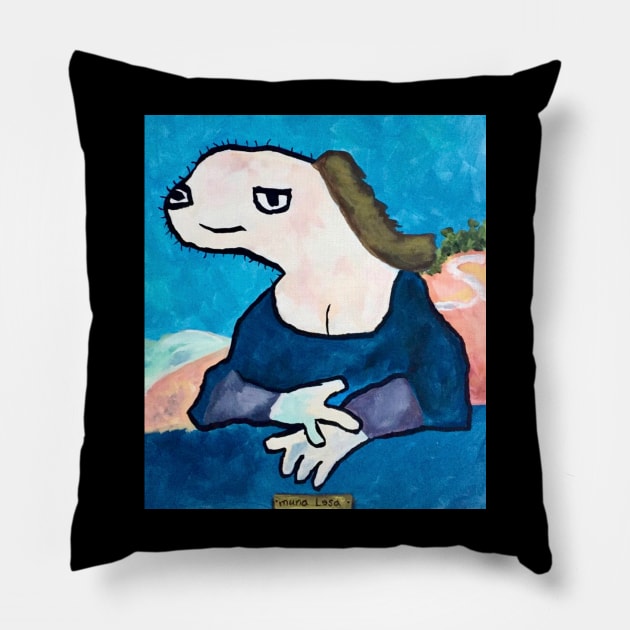 Mona Lisa/Muna Lesa Pillow by Artsyboo