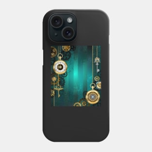 Jewelry Watch on a Green Background ( Steampunk ) Phone Case