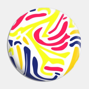 Doodle Red Orange Yellow Abstract Design Pin