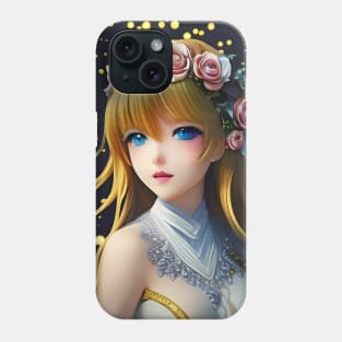 Beaux Animes Art  Manga Anime Girl with golden hair and roses Design Phone Case