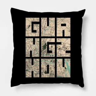 Guangzhou, USA City Map Typography - Vintage Pillow