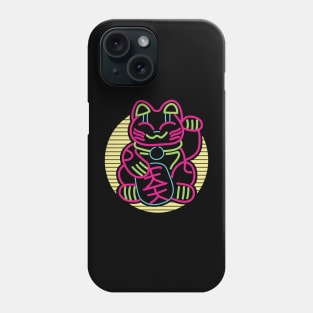 Japanese Maneki Neko Lucky Cat Retrowave Phone Case