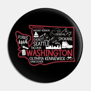 Burlington Washington cute map Tacoma Seattle Kennewick Spokane Pin