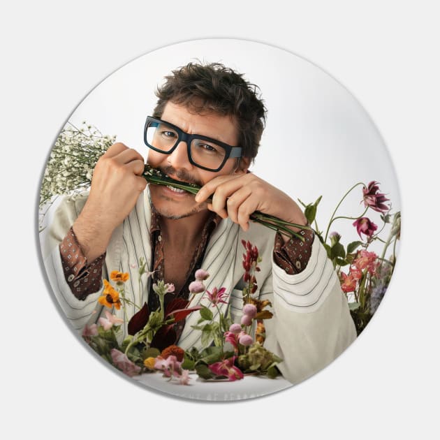 Pedro Pascal Flower Chompy Pin by ZelleDa