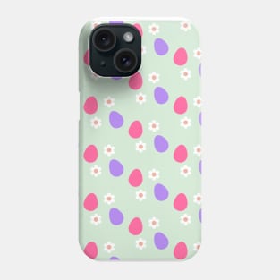 Easter seamless pattern. Colored eggs and flowers Phone Case