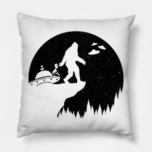 Alien And Bigfoot Silhouette Pillow