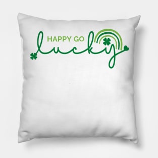 St Patrick's Day-Happy Go Lucky Clover Rainbow Pillow