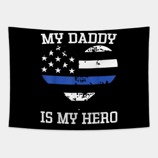 Thin Blue Line Heart Flag Police Officer Support Tapestry