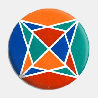 Inverted Green Blue Orange Geometric Abstract Acrylic Painting II Pin