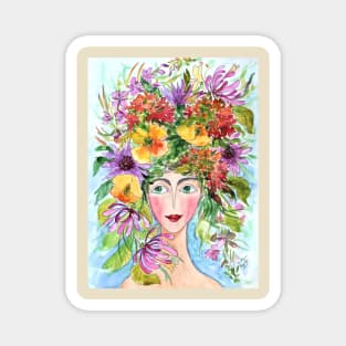 Summer Fairy Watercolor Painting Magnet