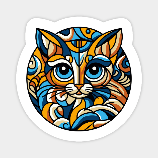 Pop art cat illustration. cubism cat illustration Magnet by gblackid