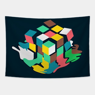 AWESOME GRAPHIC MELTING RUBIK RUBIX RUBICS CUBE Solved Rubik Tapestry