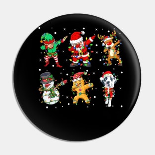 Dabbing Dab Santa Elf Great Dane Dog Friends Christmas Lights Dabbing Great Dane Pin