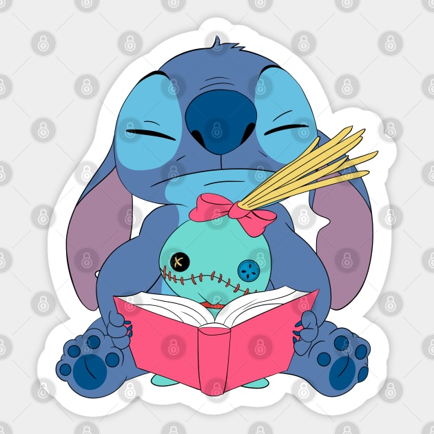 Stitch read a book
