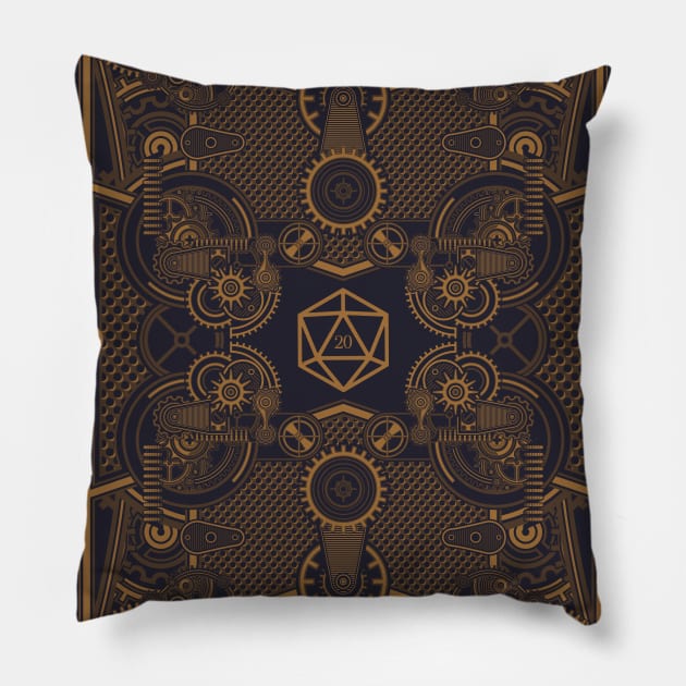 Steampunk Mechanical Gears Polyhedral Dice Set Pillow by pixeptional