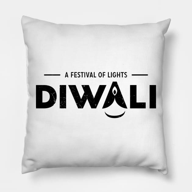 Happy Diwali Gift Hindu Festival Pillow by KRMOSH