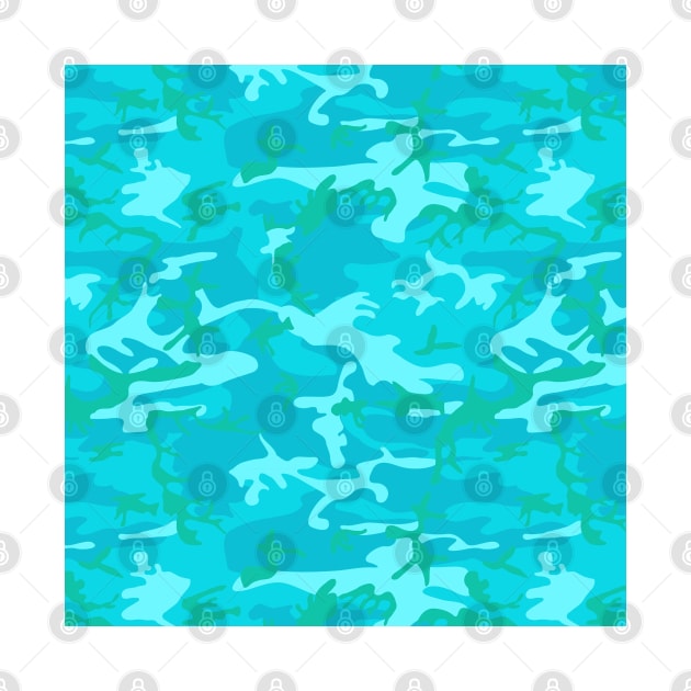 Aqua Blue Teal and Green Camouflage by FabulouslyFestive