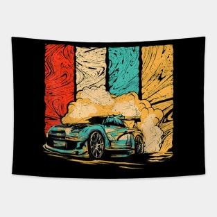 Vintage Drift Car Retro Drifting Racecar Motive Tapestry