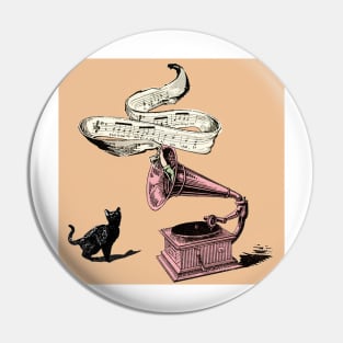 The Cat and the Song (orange) Pin