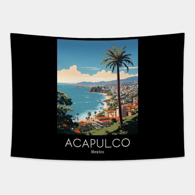 A Vintage Travel Illustration of Acapulco - Mexico Tapestry by goodoldvintage