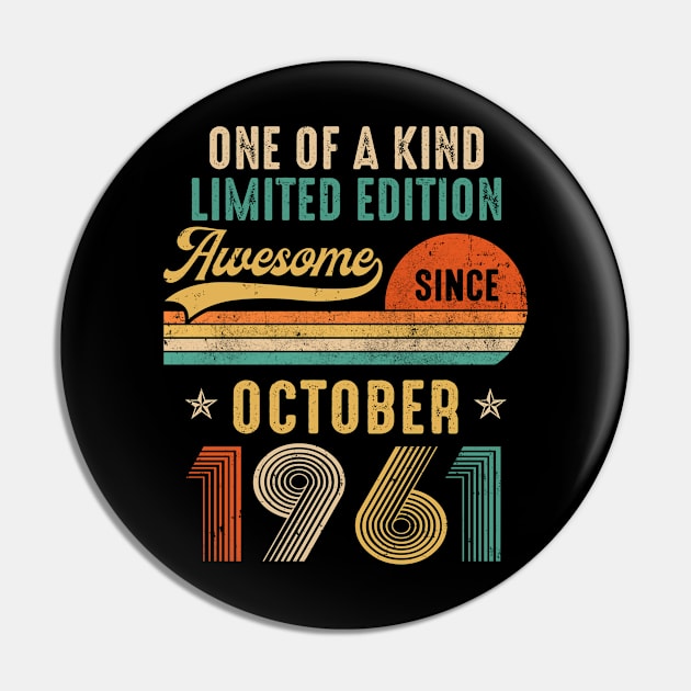 October 1961 Vintage 60 Years Old Retro 60th Birthday Gift Pin by TMSTORE