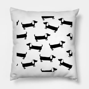 Cute dachshunds in black and white Pillow