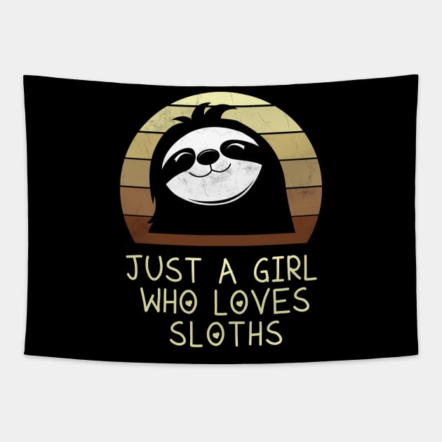 Sloth Girl Retro Tapestry by Imutobi