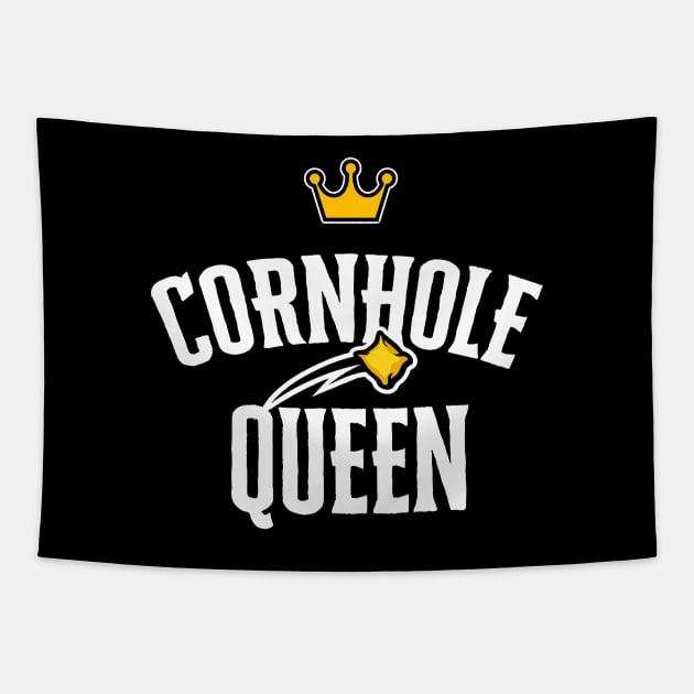 Cornhole Queen Shirt Funny Bean Bag Sack Toss Tournament Winner Tapestry by Happy Lime