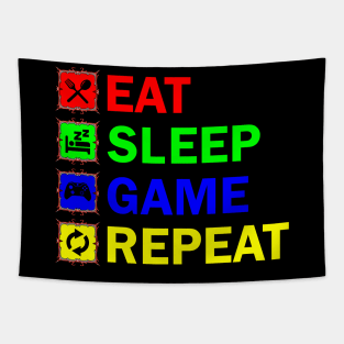 Eat Sleep Game Repeat Tapestry