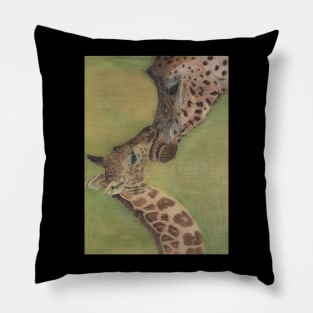 Giraffe Mom and Baby wildlife Pillow