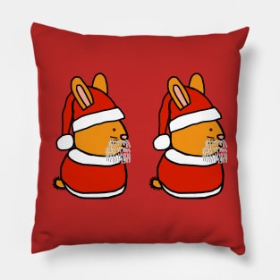 Cute Santa Bunny Rabbit Pair Pillow