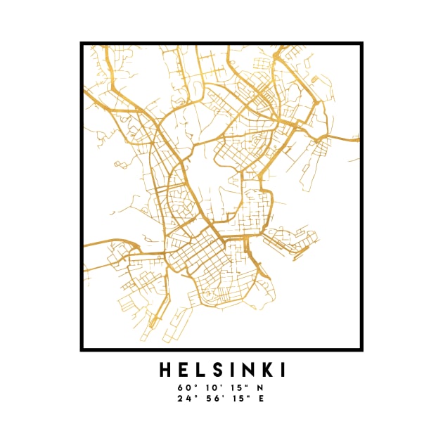 HELSINKI FINLAND CITY STREET MAP ART by deificusArt