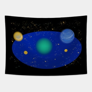 Planets Stars Night Landscape 1 Tapestry