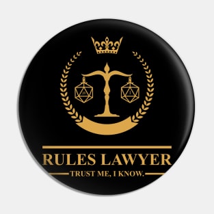 Rules Lawyer Emblem Tabletop RPG Pin