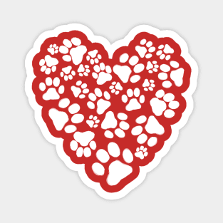 Dog or Cat Paw Prints Heart | Pet Lover's Valentine Magnet