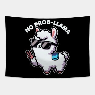 No Probllama Funny Llama Lover Pun Tapestry