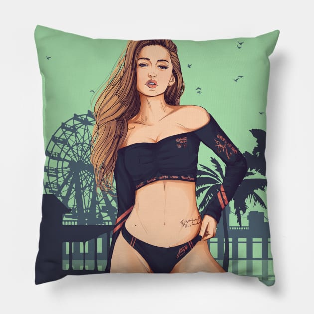 Girl Beach GTA V vibe Pillow by DenielHast