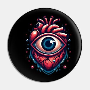 Love Heart With Eyes Pin