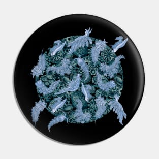 Ernst Haeckel Blue Nudibranch on Cerulean  Sea Squirts Pin