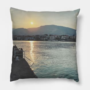 Peaceful Retro Greek Sunset Pillow