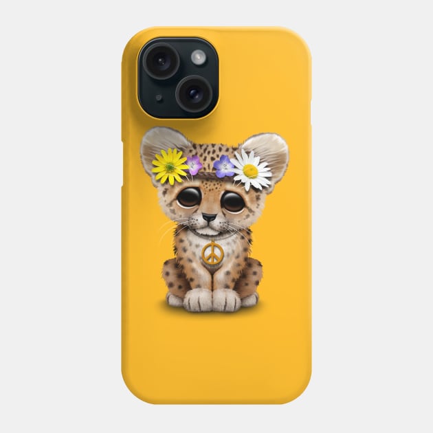 Cute Hippie Leopard Cub Phone Case by jeffbartels