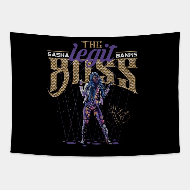 Sasha Banks Legit Boss Lights Tapestry by MunMun_Design