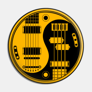 Yellow and Black Guitar Bass Yin Yang Pin