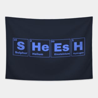 Sheesh Text Periodic Table Slogan Blue Tapestry