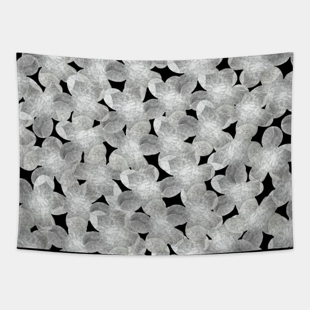 Watercolor flowers, violets. Monochrome black-white seamless pattern with wild field flowers. Best for prints, fabric, backgrounds, wallpapers, covers and packaging, wrapping paper. Tapestry by Olesya Pugach