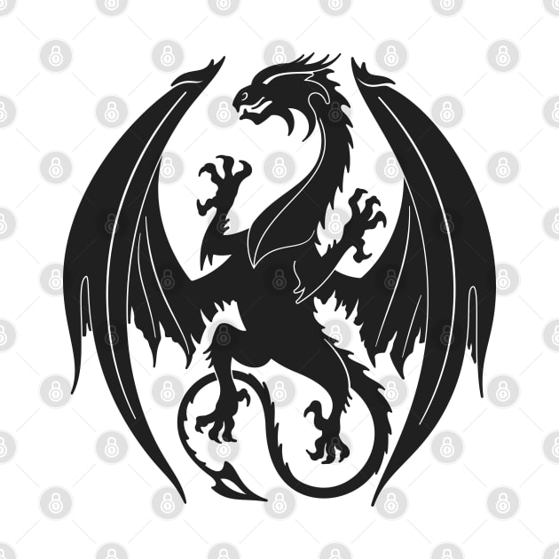 Silhouette heraldic dragon insignia by wingsofrage