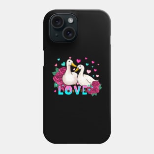 Duck Couple Love Flower Valentine Day Phone Case