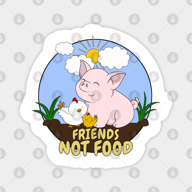 Go Vegan Cute Pig And Chicken 5 Magnet by valentinahramov