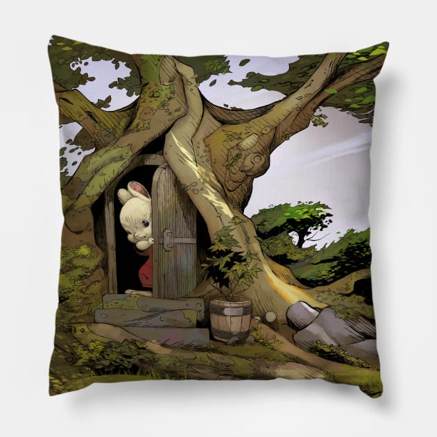 A rabbit is watching you Pillow by chamito